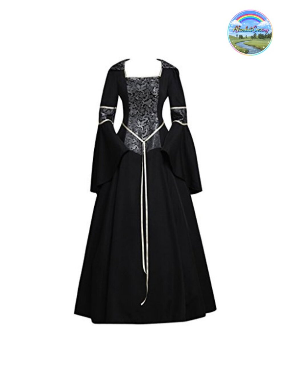 Medieval Gothic Witch Hooded Costume Dress for Cosplay Fancy Dress Party
